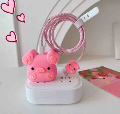 Protector cargador iphone cerdito