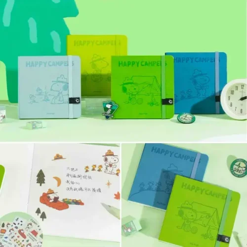 Agenda hoja blanca Snoopy con stickers